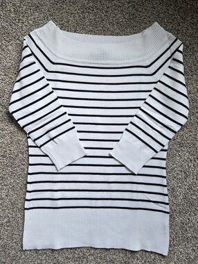 Beautiful White House Black Market Striped Boatneck Sweater, Size S